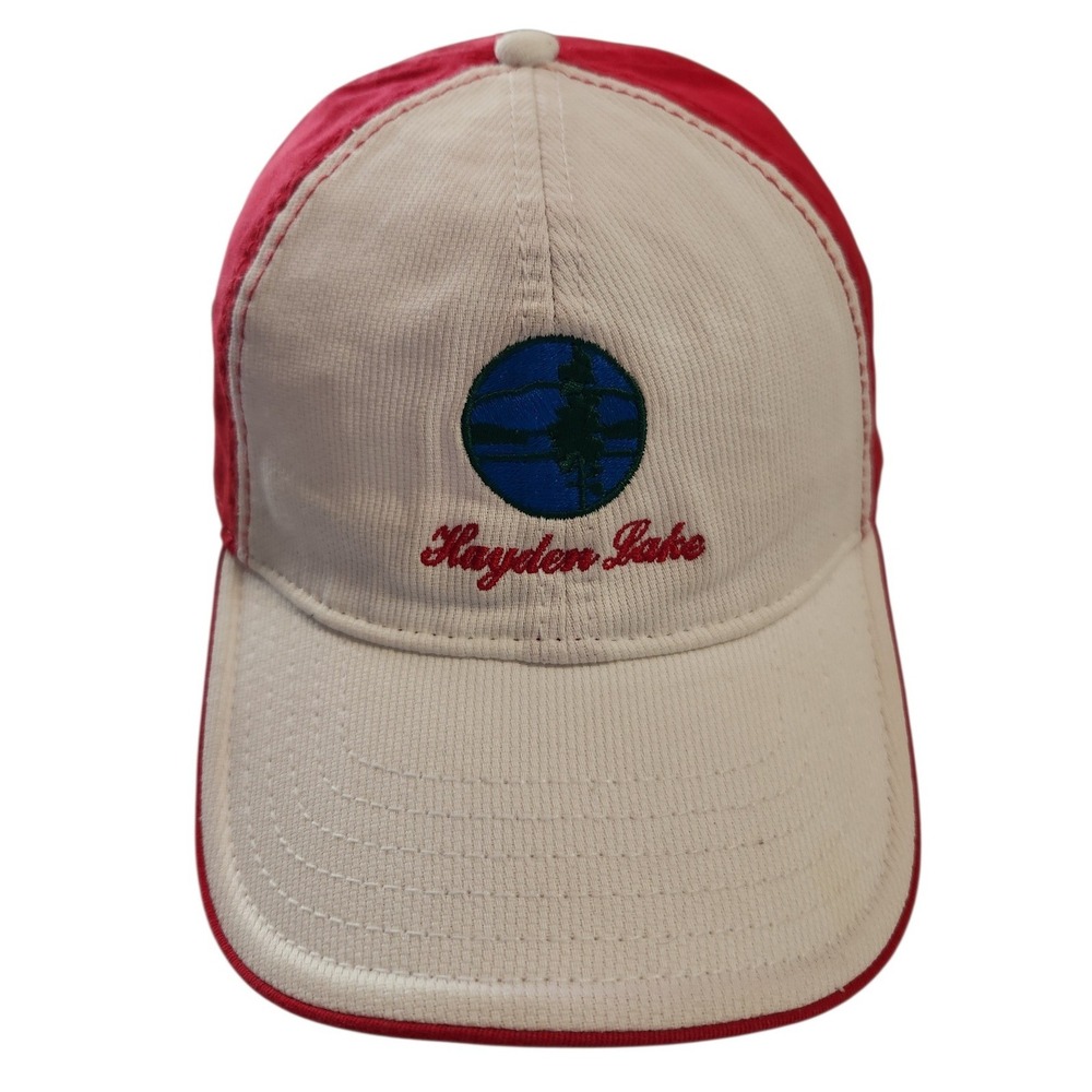 Ivory Hayden Lake Mens Baseball Cap Red‎ Cream Adjustable Hat Style 1410